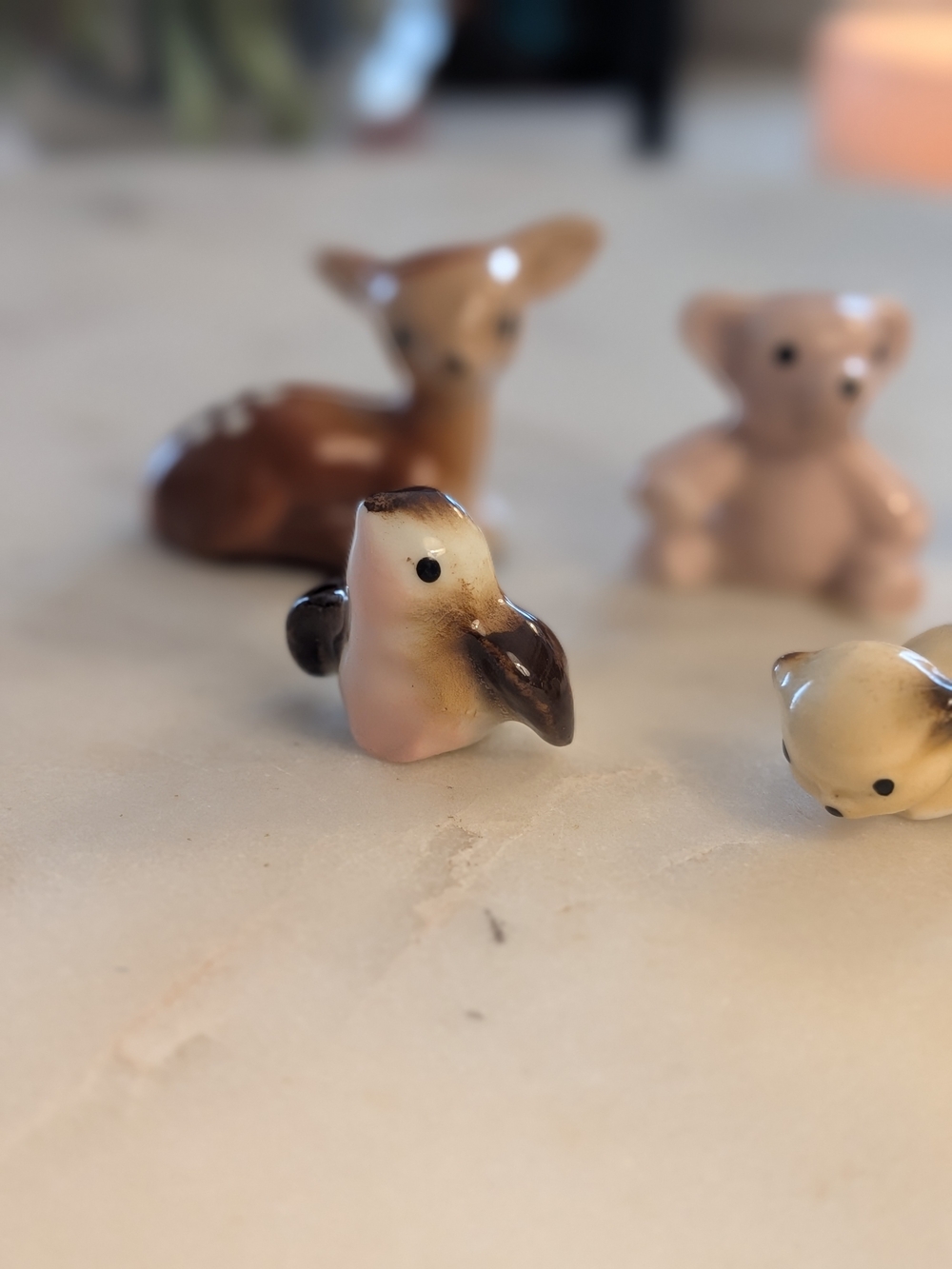 Mini Ceramic Woodland Animal Figurine Set Of 6 Vintage - Picture 4 of 14